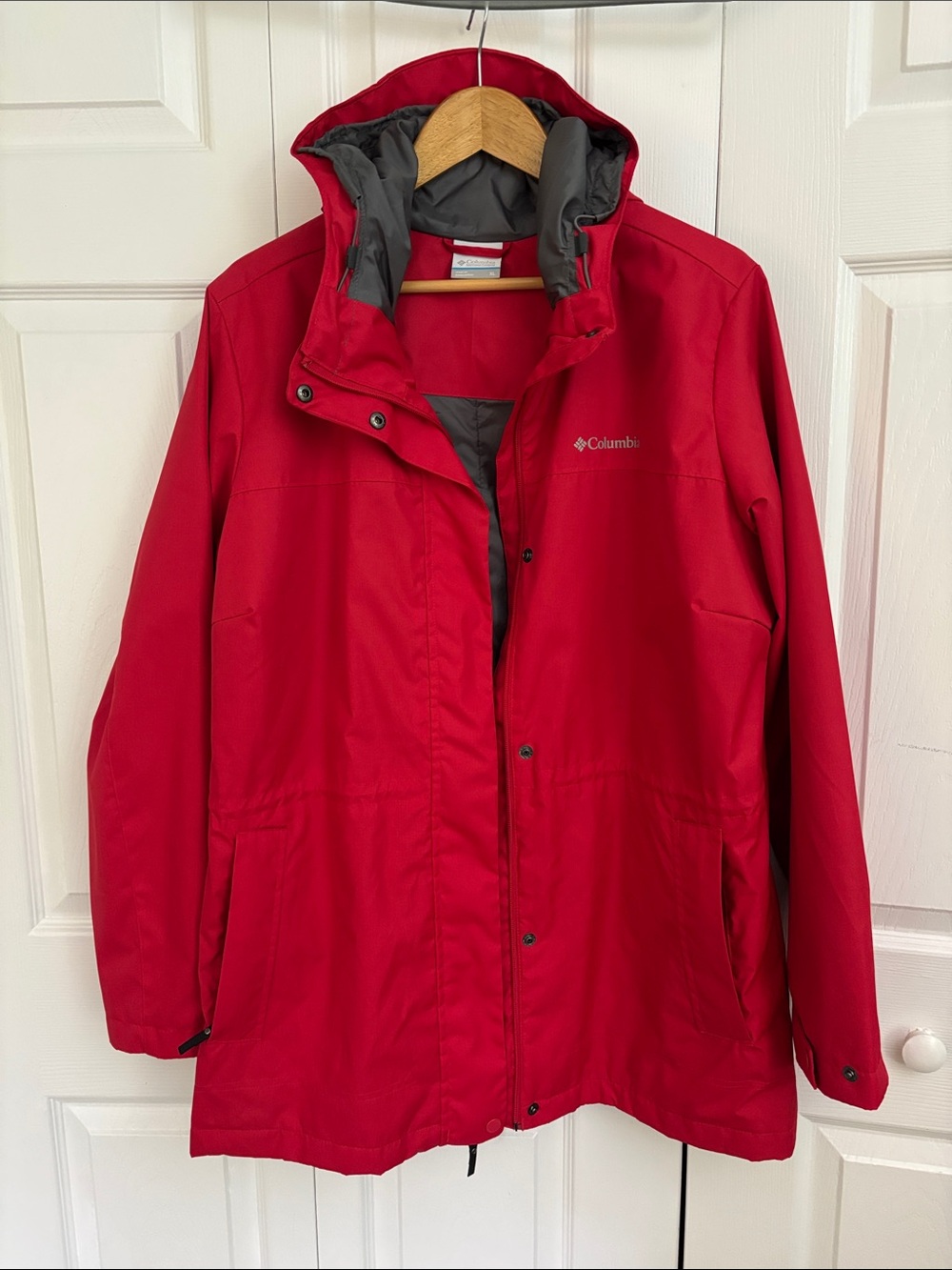 Columbia Women's Red Hooded Omni-Tech Rain Jacket